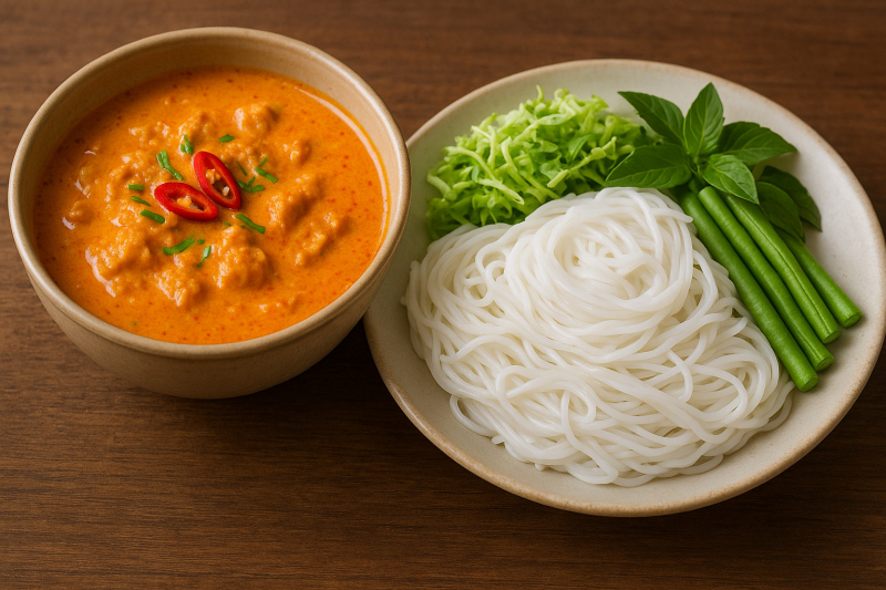Khanom Jeen Nam Ya Recipe | Authentic Thai Rice Noodles with Curry Sauce