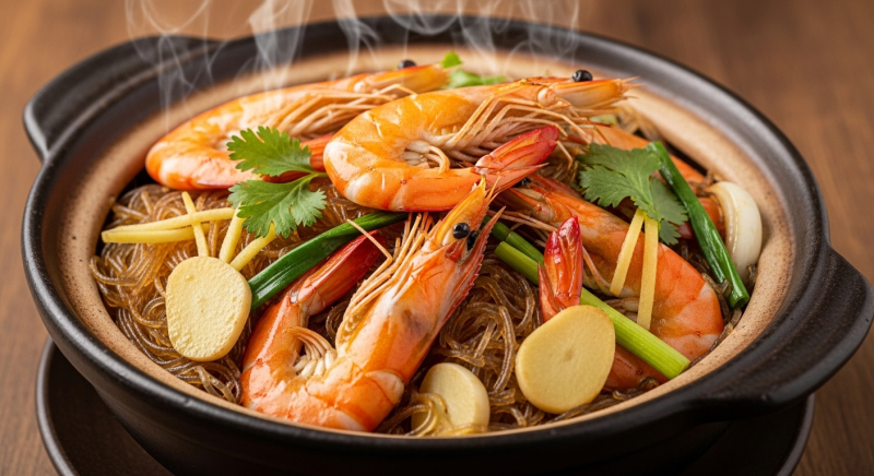 Thai Glass Noodle Shrimp Casserole (Goong Ob Woon Sen) Recipe