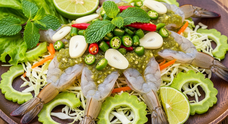 Thai Raw Shrimp Salad Recipe (Goong Chae Nam Pla) | Authentic Thai Appetizer