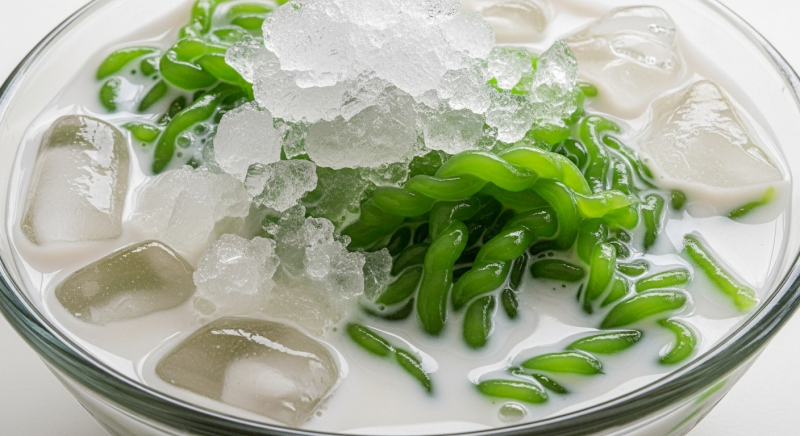 Lod Chong Recipe – Thai Pandan Noodles in Sweet Coconut Milk