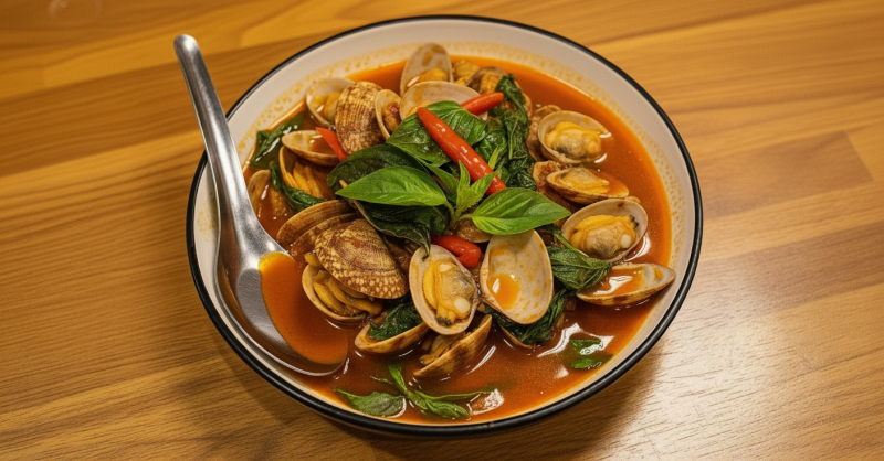 Hoy Lai Pad Nam Prik Pao Recipe: Thai Stir-Fried Clams with Chili Paste
