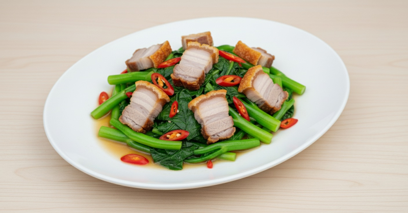 Ka Na Moo Grob Recipe: Thai Crispy Pork Belly Stir-Fried with Gai Lan